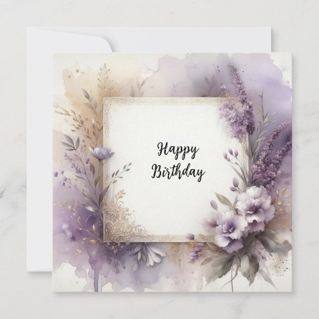 happy birthday purple splash card  (Front)