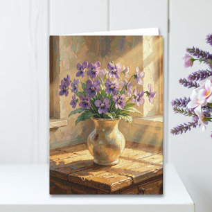 Happy Birthday    Purple Violets & Poem Card