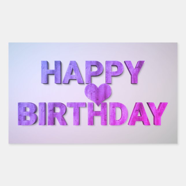 Happy Birthday Purple Wooden Cutout with Heart Sticker (Front)