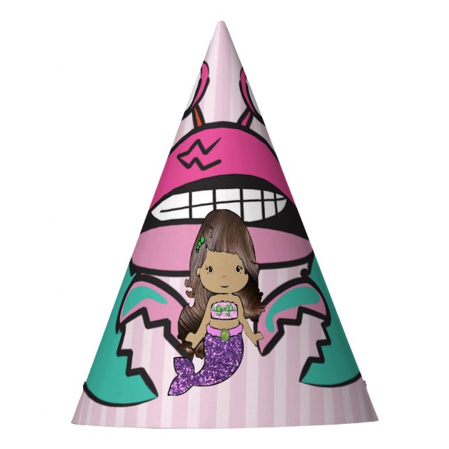 Happy Birthday Purplee Mermaid Birthday Hat (Front)