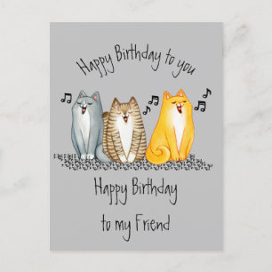 Happy Birthday Purrrfect Friend Ever Cute Cats Postcard