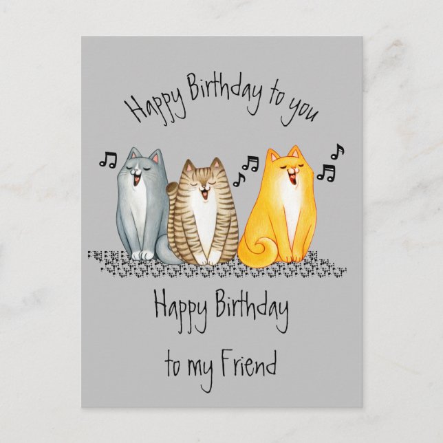 Happy Birthday Purrrfect Friend Ever Cute Cats  Postcard (Front)