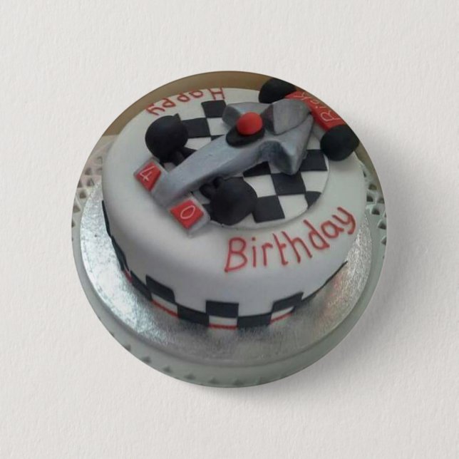 happy birthday racing car 2 inch round button (Front)