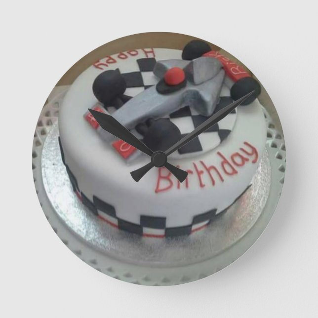 happy birthday racing car round clock (Front)