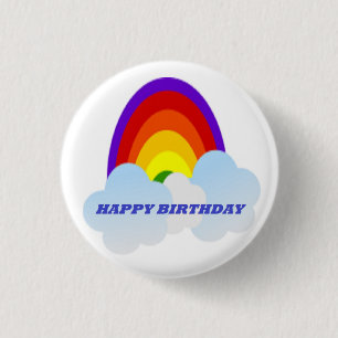 "HAPPY BIRTHDAY" RAINBOW 1 INCH ROUND BUTTON