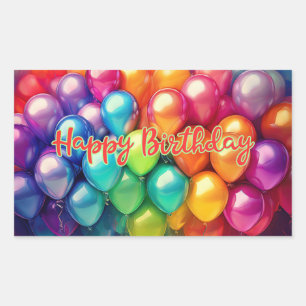 Happy Birthday Rainbow Balloons Sticker