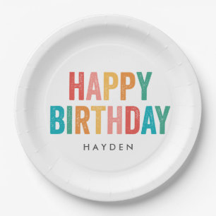 Happy Birthday Rainbow Birthday Party Paper Plate