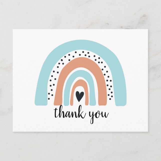 Happy Birthday Rainbow Blue Peach Postcard (Front)