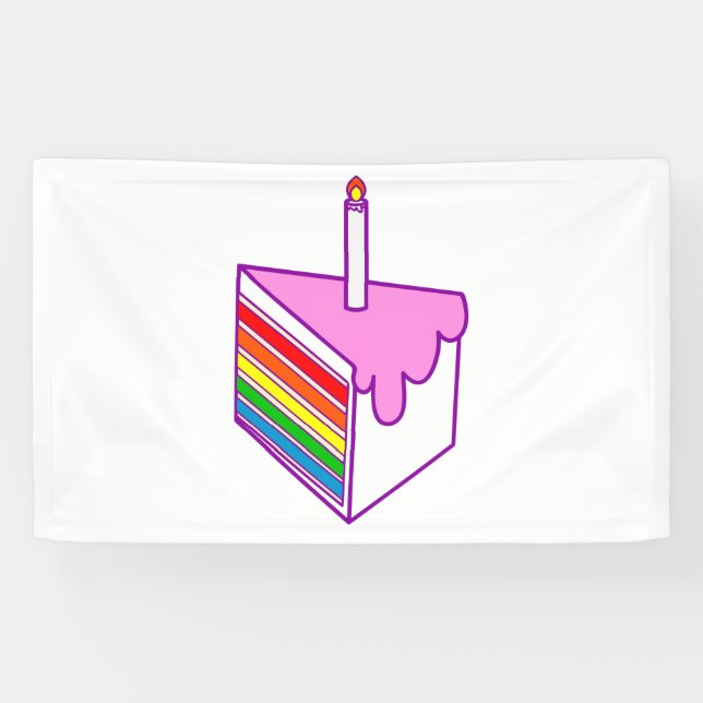 happy birthday rainbow cake banner (Horizontal)