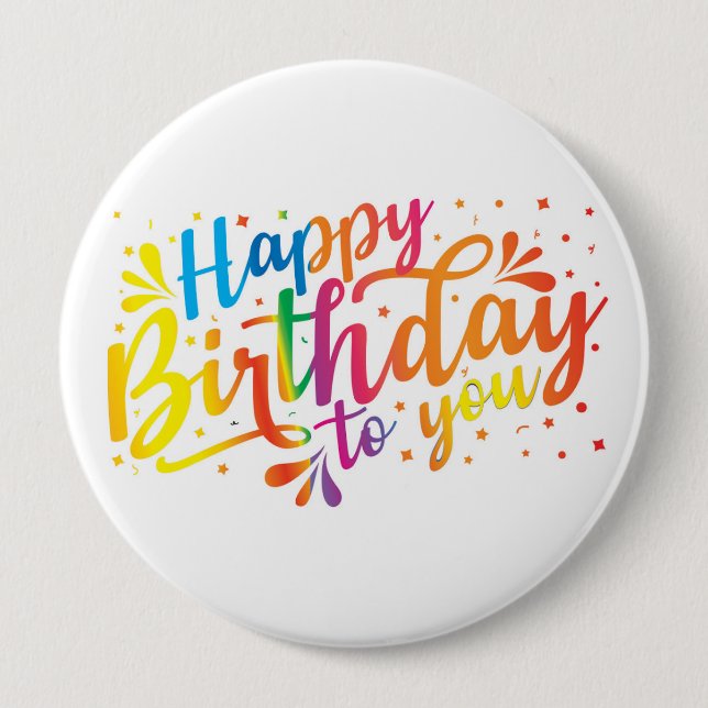 Happy Birthday - rainbow colours Birthday  Button (Front)