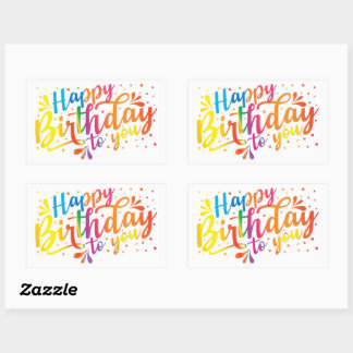 Happy Birthday - rainbow colours Birthday Rectangu Sticker
