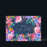 Happy Birthday Rainbow Garden Floral Navy  Card<br><div class="desc">A modern and beautiful birthday card featuring a romantic garden floral design. Perfect for any age birthday.</div>