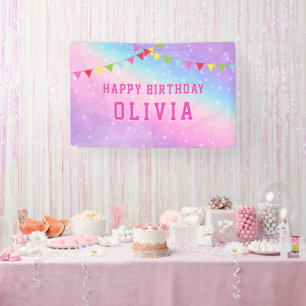 Happy Birthday Rainbow Girl Banner