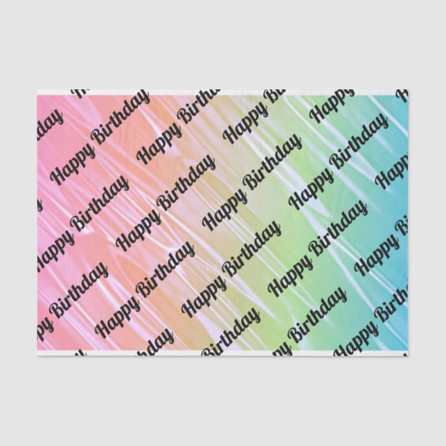 Happy Birthday Rainbow Hologram Tissue Paper (Front)