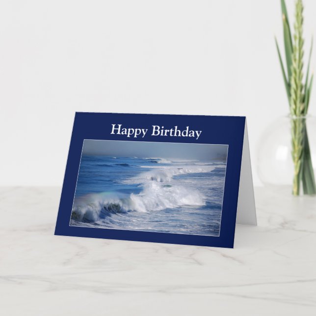 Happy Birthday Rainbow Over the Ocean Waves Card (Front)