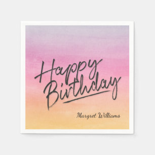 Happy Birthday rainbow watercolors Napkin