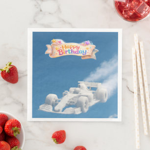 Happy birthday, raising car cloud standard dinner  napkin