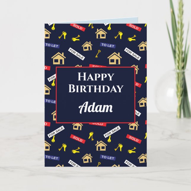 Happy Birthday Realtor Estate Agent Realty Fun Card (Front)