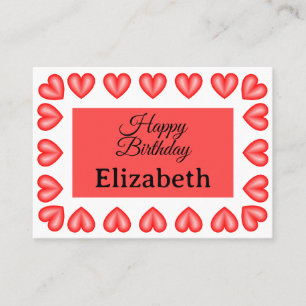 Happy birthday rectangle heart frame custom name place card