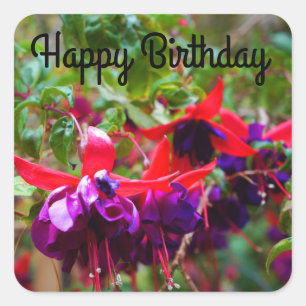 Happy Birthday Red and Purple Fuchsia #2 Stickers