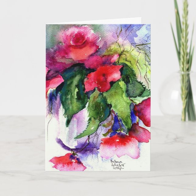 happy birthday, red flowers card (Front)