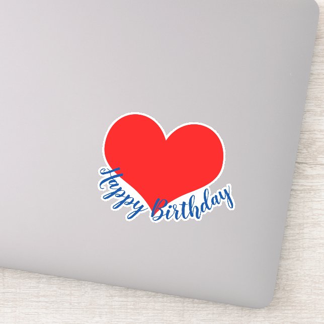 Happy Birthday Red Heart Cute Colourful Modern (Detail)