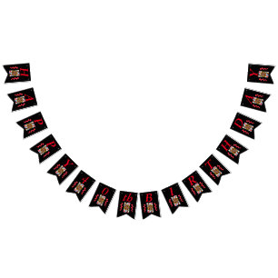 Happy Birthday Red Hearts Queen Playing Card Bunting Flags