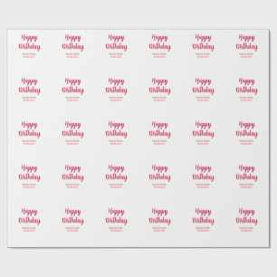 happy birthday red name retro simple modern elegan wrapping paper