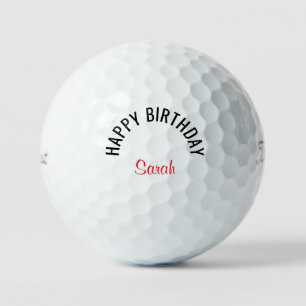 Happy Birthday Red Name Titleist Golf Balls