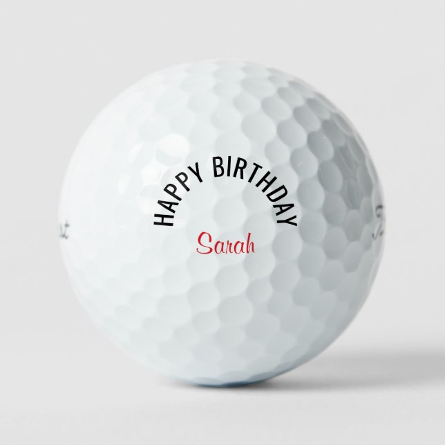 Happy Birthday Red Name Titleist  Golf Balls (Front)