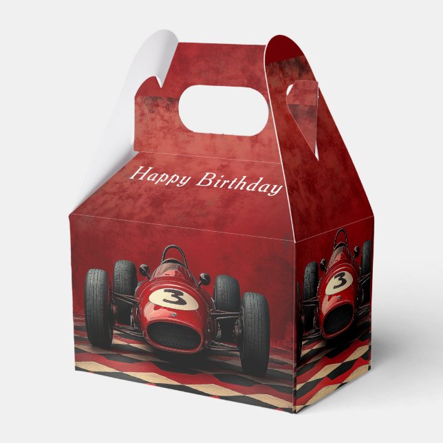 Happy Birthday Red Race Car   Favor Box (Back Side)