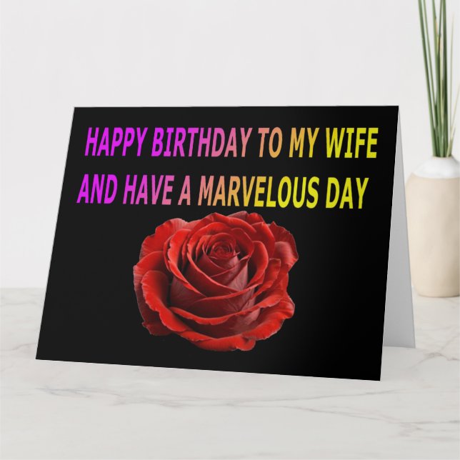 HAPPY BIRTHDAY RED ROSE WIFE CARD (Front)