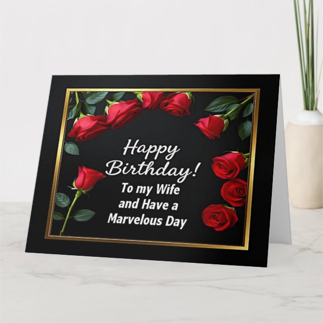 Happy Birthday Red Rose Wife Card (Front)