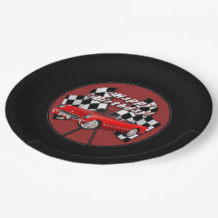 Happy Birthday Red Sports Car Paper Plates