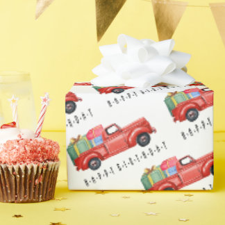Happy Birthday Red Truck And Gifts Wrapping Paper