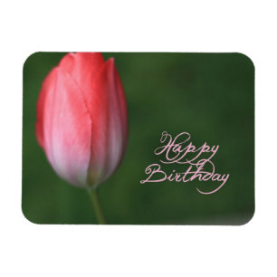 happy birthday red tulip flower magnet