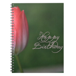 happy birthday red tulip flower notebook