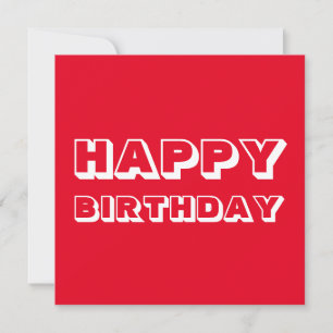 Happy Birthday, Red white modern bold Card