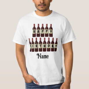 Happy Birthday Red Wine Bottles Customized T-Shirt