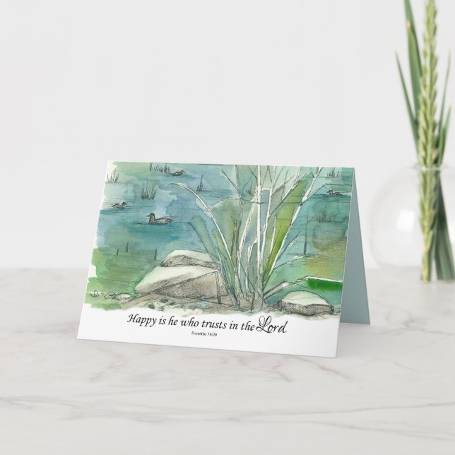 Happy Birthday Religious Proverbs Scripture Ducks Card (Front)