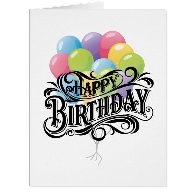 Happy Birthday Retro Card Balloons (Front)