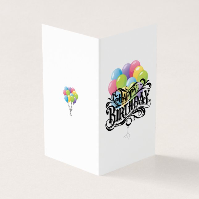 Happy Birthday Retro Card Balloons (Outside)