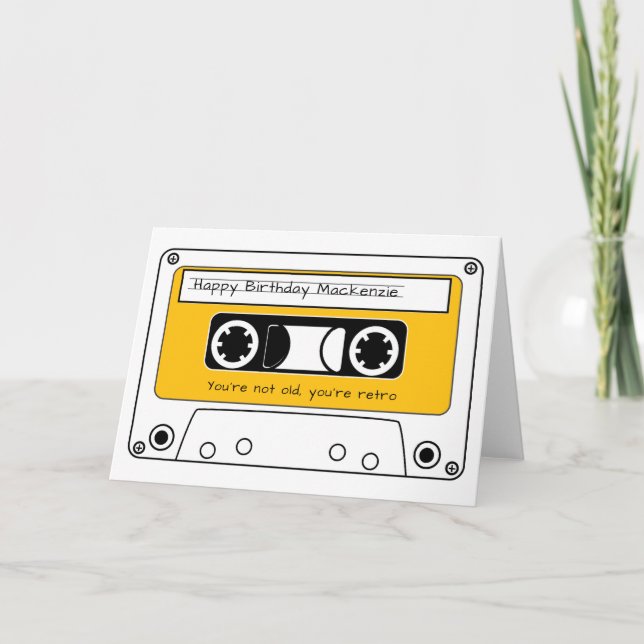 Happy Birthday Retro Cassette Tape Personalized Card (Front)