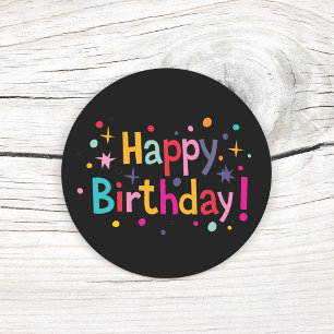 Happy Birthday (Retro)  Classic Round Sticker