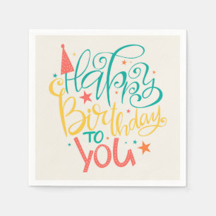 Happy Birthday Retro Design  Napkins