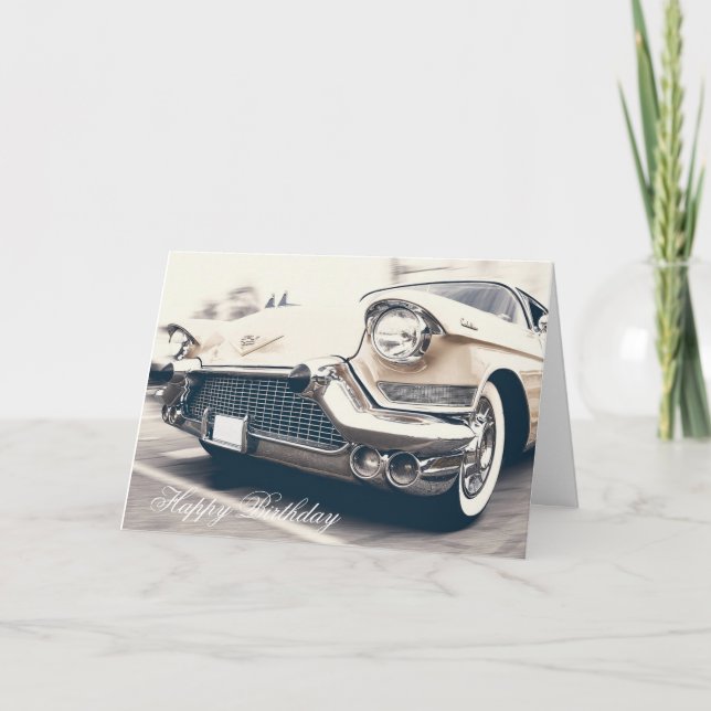 Happy Birthday Retro Vintage  Car Card (Front)