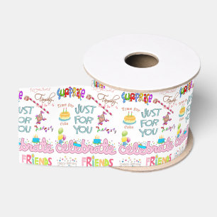 Happy Birthday Ribbon, Friends Family Surprise Grosgrain Ribbon