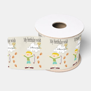 Happy Birthday Ribbon, Wishing for a dog  Grosgrain Ribbon