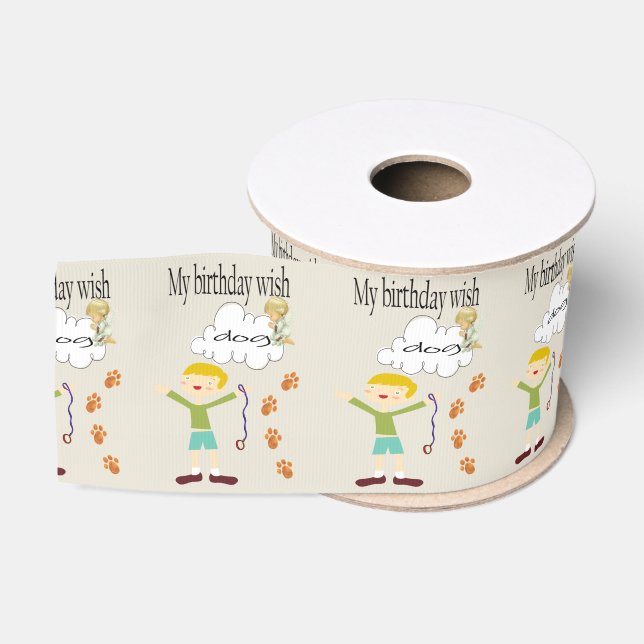 Happy Birthday Ribbon, Wishing for a dog  Grosgrain Ribbon (Spool)