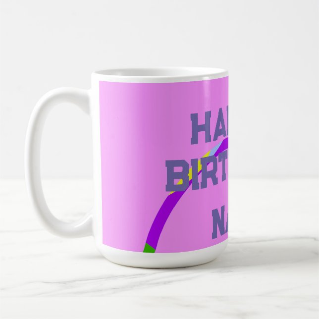 Happy Birthday Rings Pink  Coffee Mug (Left)